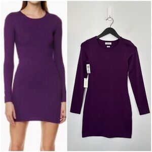 NWT - BABATON - Contour Crew Long Sleeve Mini Dress in Dewberry Purple. Medium
